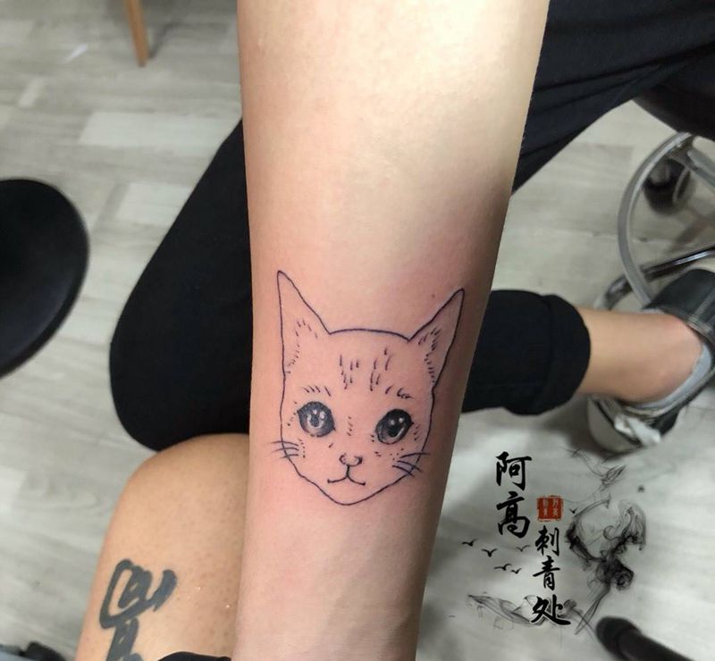 简笔猫纹身图片