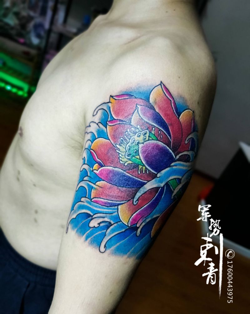 花纹身图片_新传统纹身图案