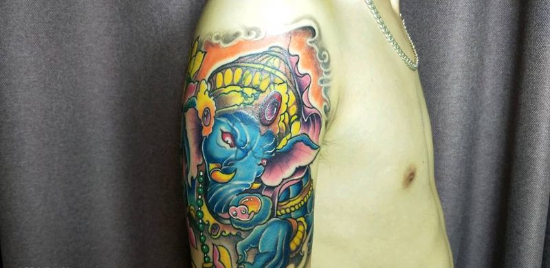 象神纹身图片_手臂纹身图案