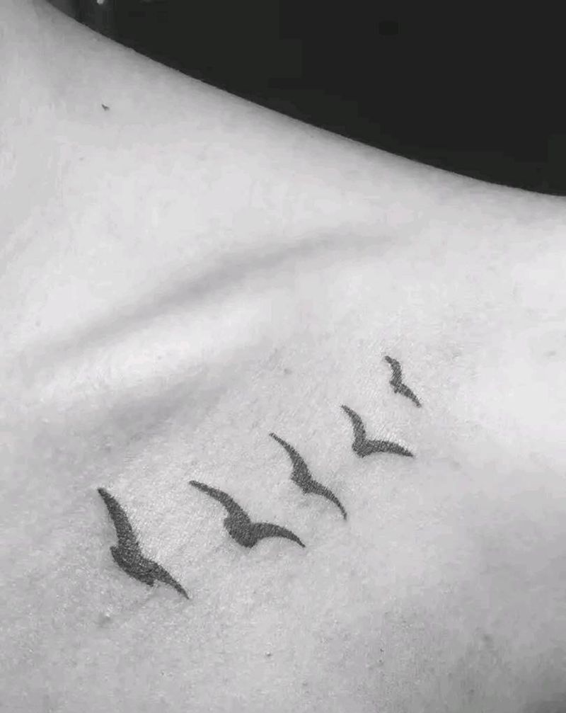 大雁简笔。纹身图片_肩部纹身图案