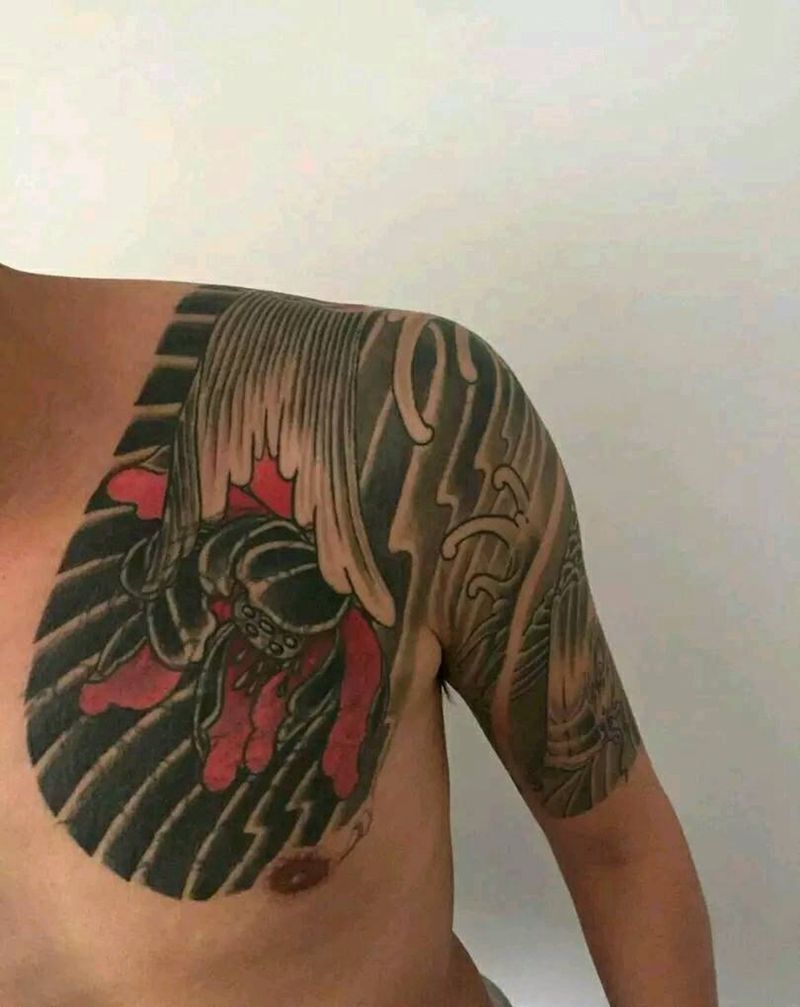 鲤鱼莲花。纹身图片