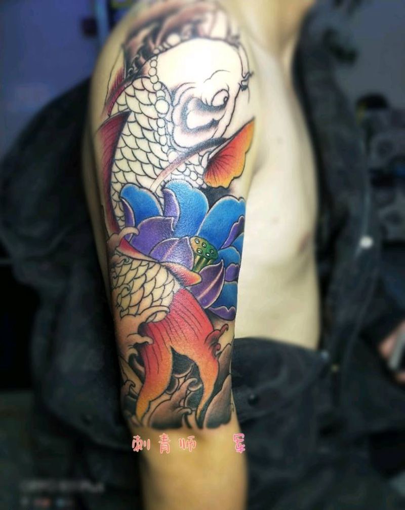 鱼纹身图片_手臂纹身图案