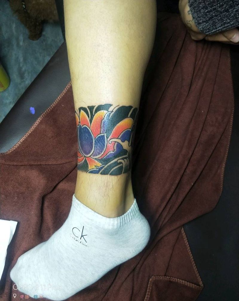 花纹身图片_脚部纹身图案