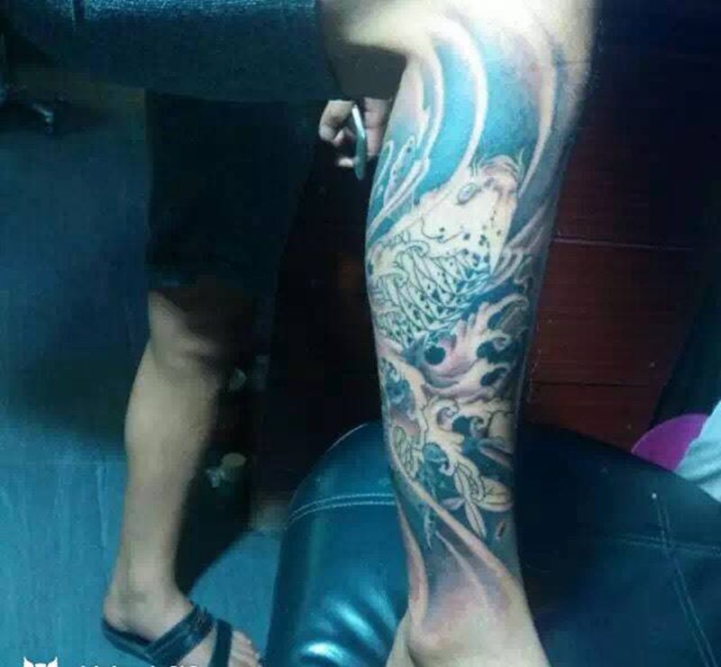 本店作品。未完成纹身图片