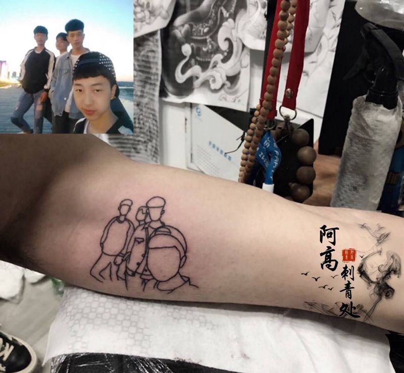 简笔人像纹身图片