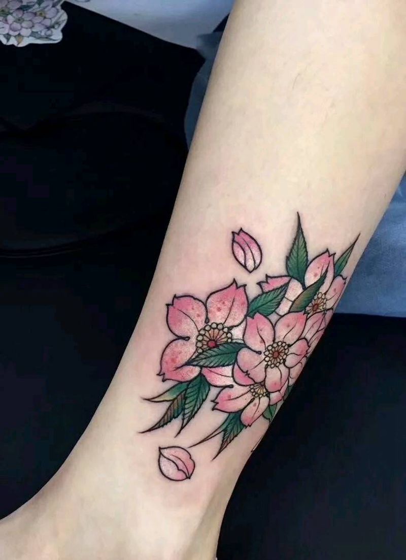 樱花叶。纹身图片_手臂纹身图案