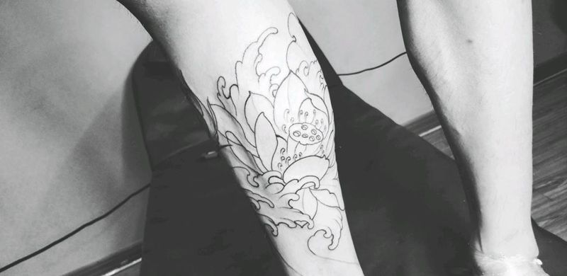 线纹身图片_腿部纹身图案