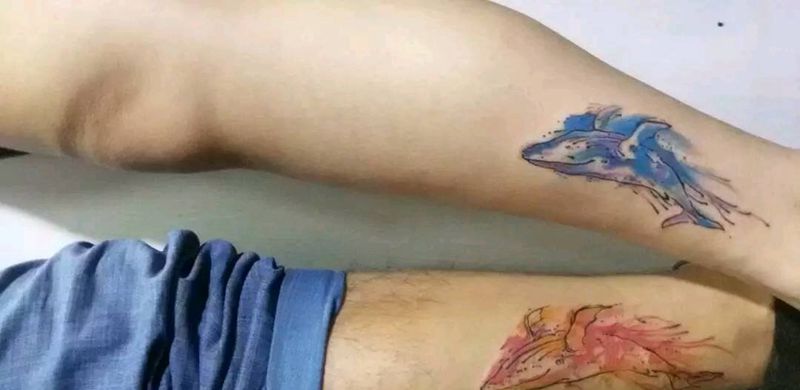 鲸鱼。纹身图片_腿部纹身图案