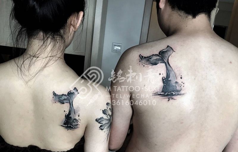 情侣纹身 鲸鱼纹身图片