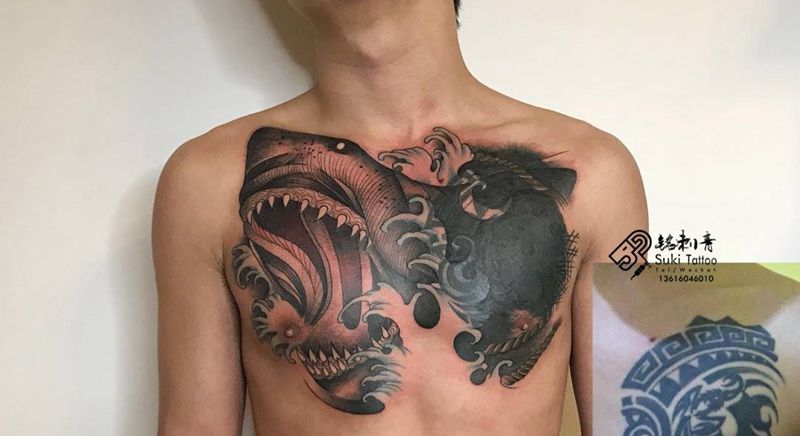 暴力遮盖旧图腾纹身图片