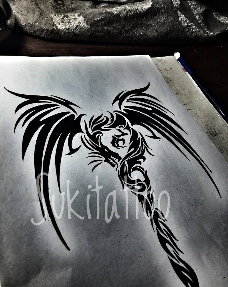 原创龙图腾满背纹身图片_手稿纹身图案