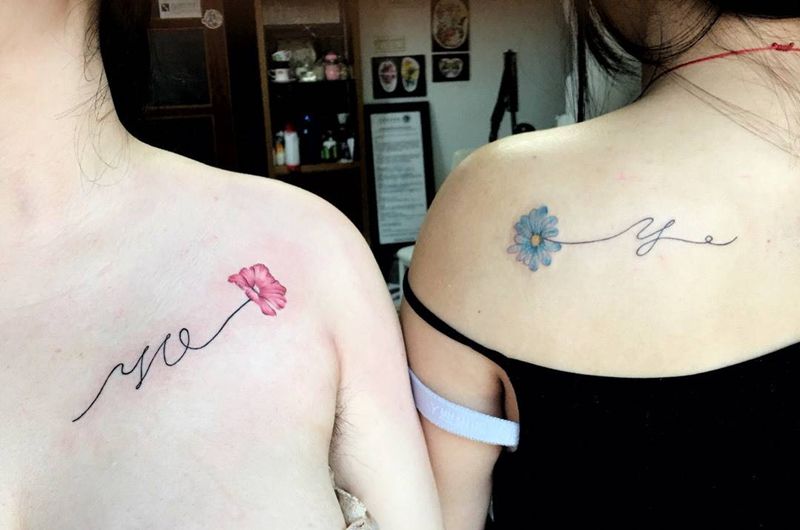 闺密定做纹身图片_成品肩部胸部欧美清新植物原创纹身图案