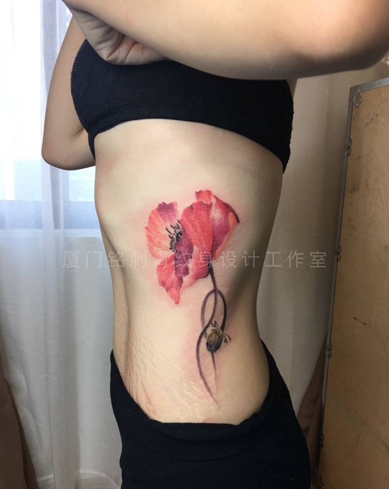 花 细节未完成客人喊疼纹身图片