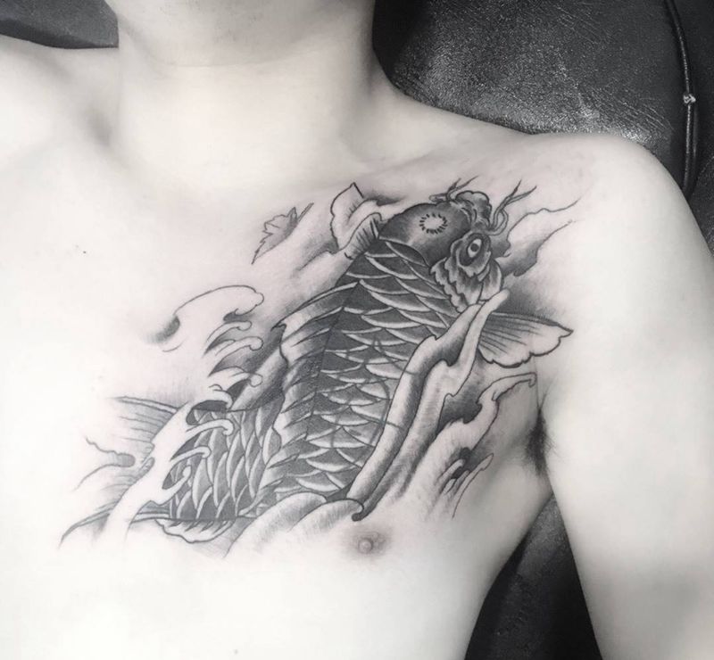 遮盖鱼纹身图片