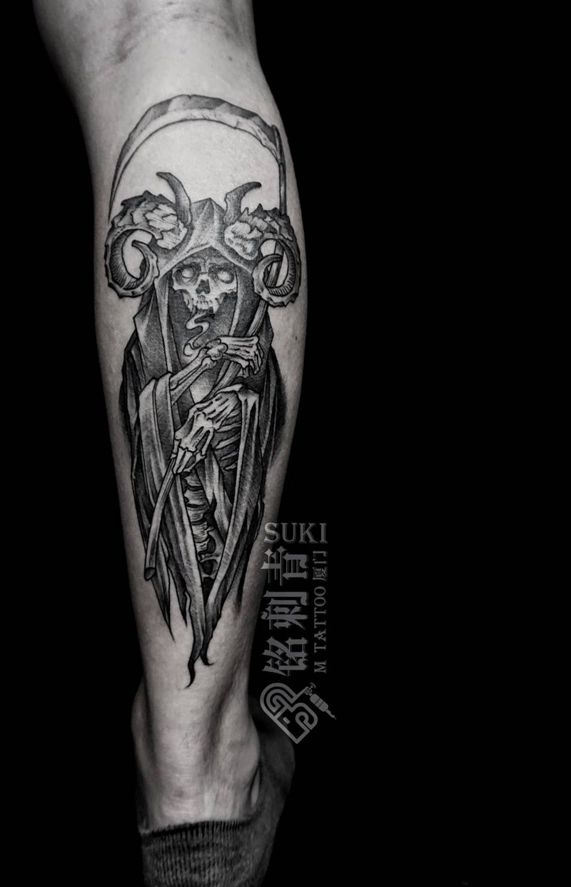 欧美暗黑纹身图片_腿部Old School纹身图案