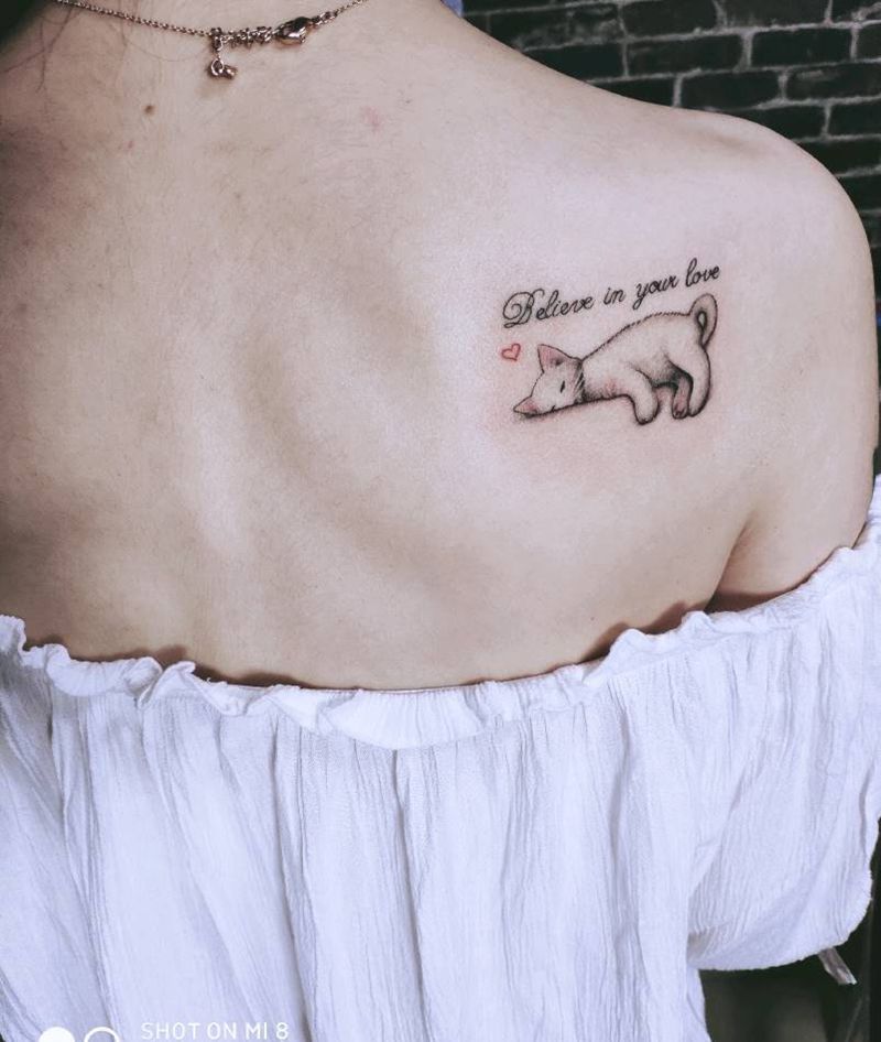 小清新纹身纹身图片_肩部背部清新动物成品纹身图案