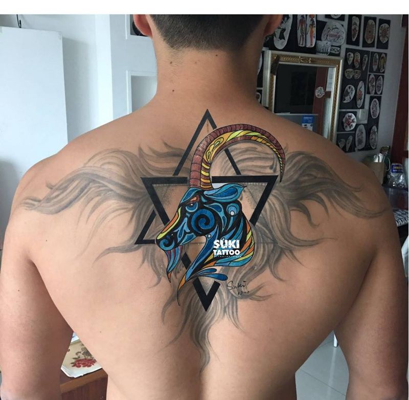 旧图修改手稿纹身图片_手稿背部欧美图腾动物原创纹身图案