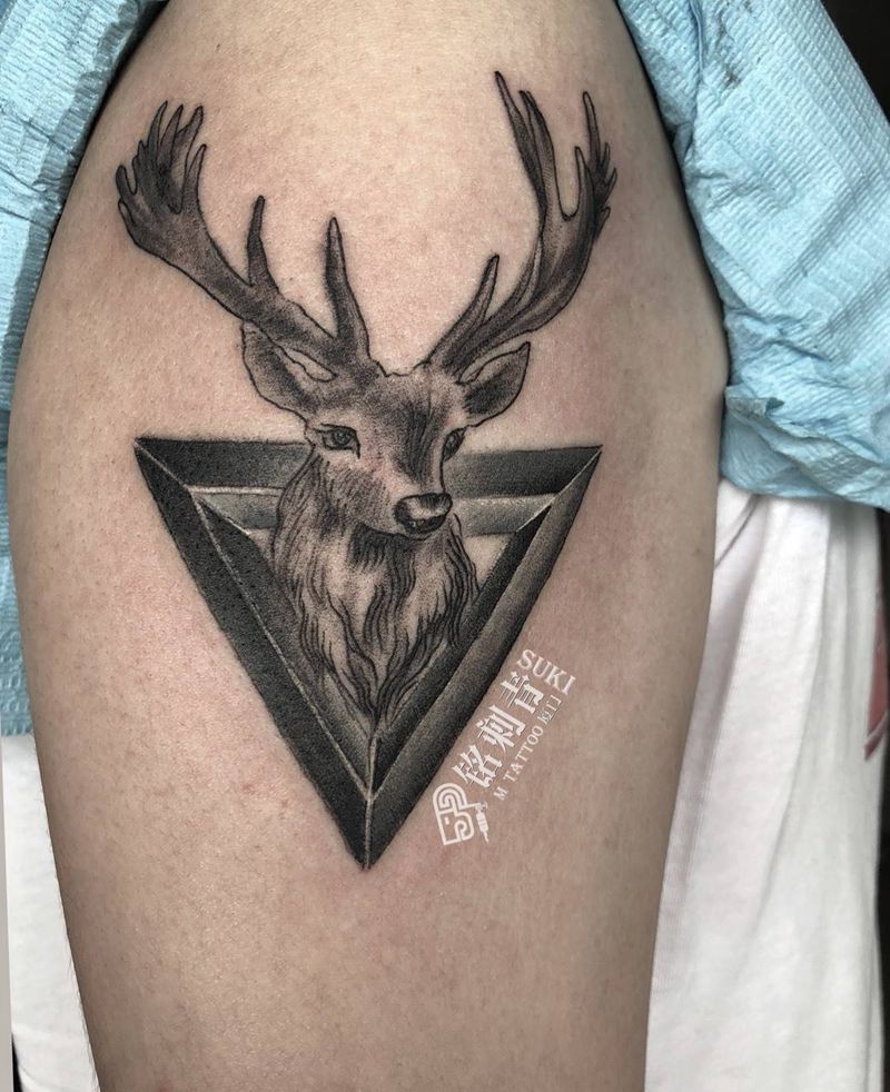 鹿头纹身图片