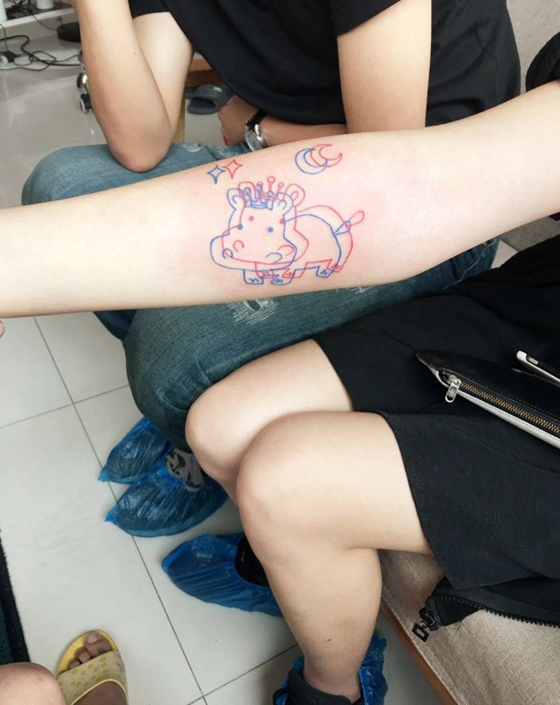 原创3D小河马纹身图片