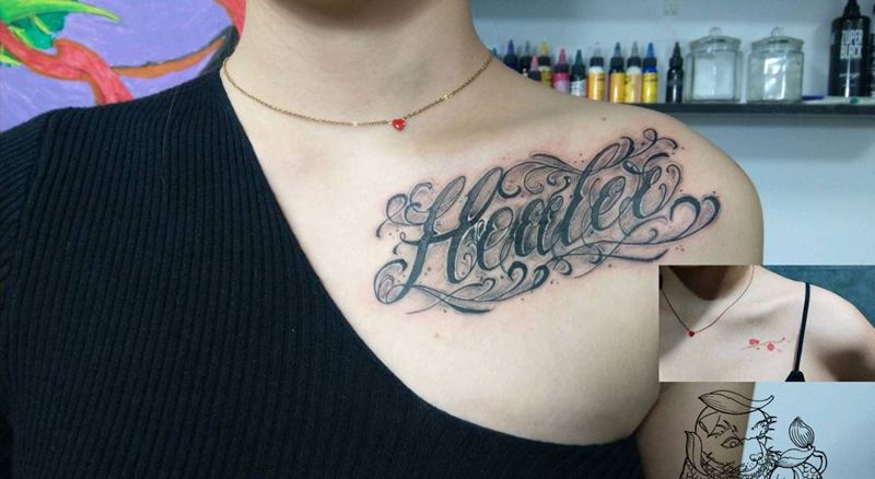 遮盖纹身图片_花体字纹身图案