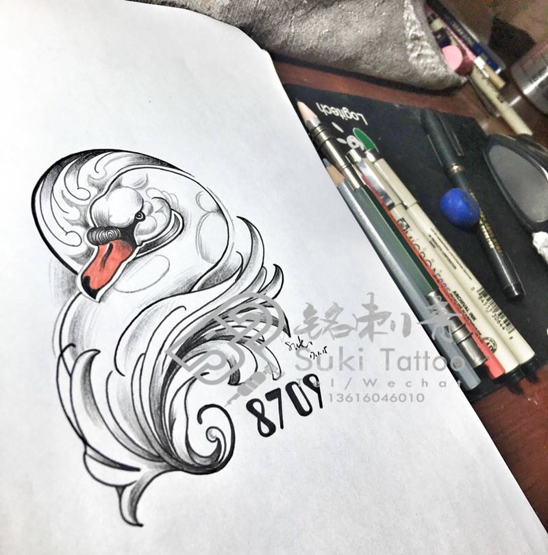 手稿纹身图片_手稿胸部欧美清新原创纹身图案