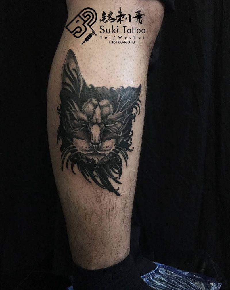 欧美暗黑猫纹身图片