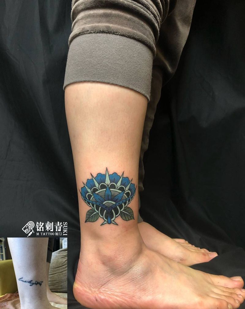 彩色图遮盖失败纹身纹身图片_脚部Old School遮盖纹身图案