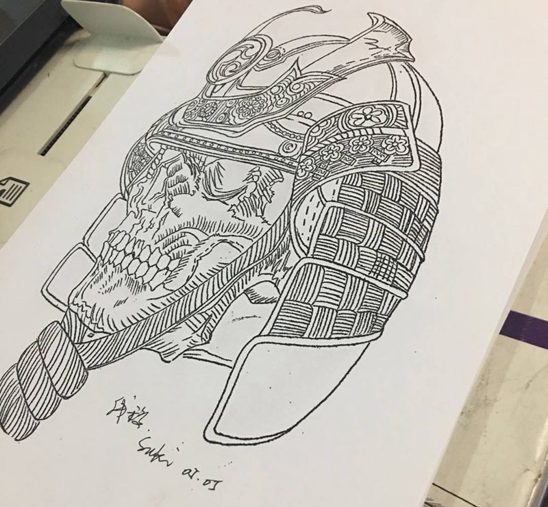 黑武士线稿纹身图片