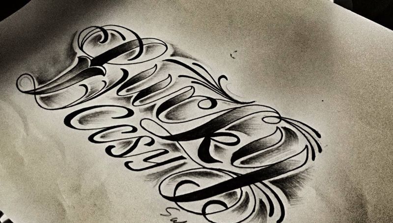 客定奇卡诺花体纹身图片