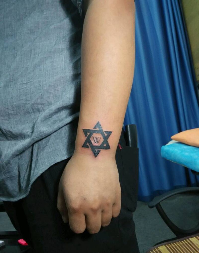 六芒星纹身图片_手部欧美传统习俗清新几何静物图腾原创成品纹身图案