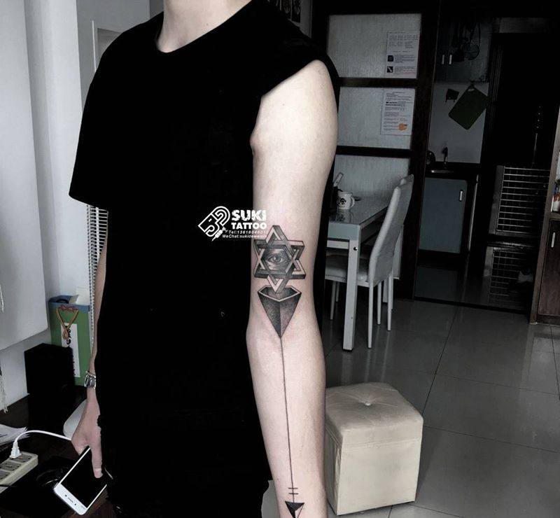 上帝之眼加几何纹身图片