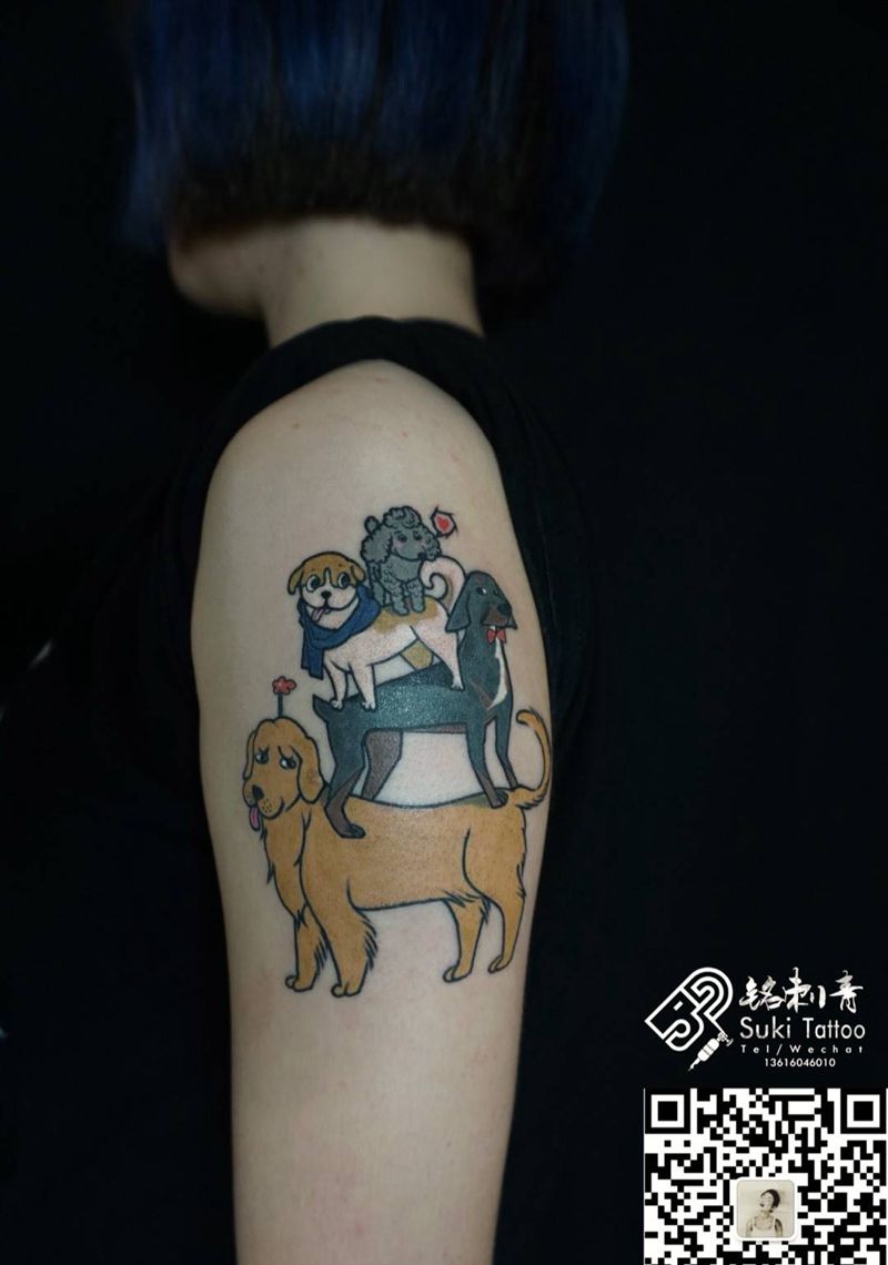 客人家好多狗子纹身图片