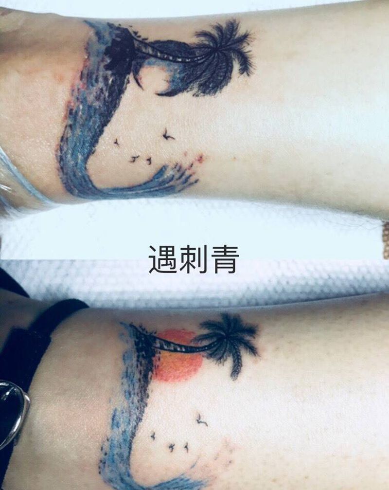 情侣纹身太阳月亮g纹身图片