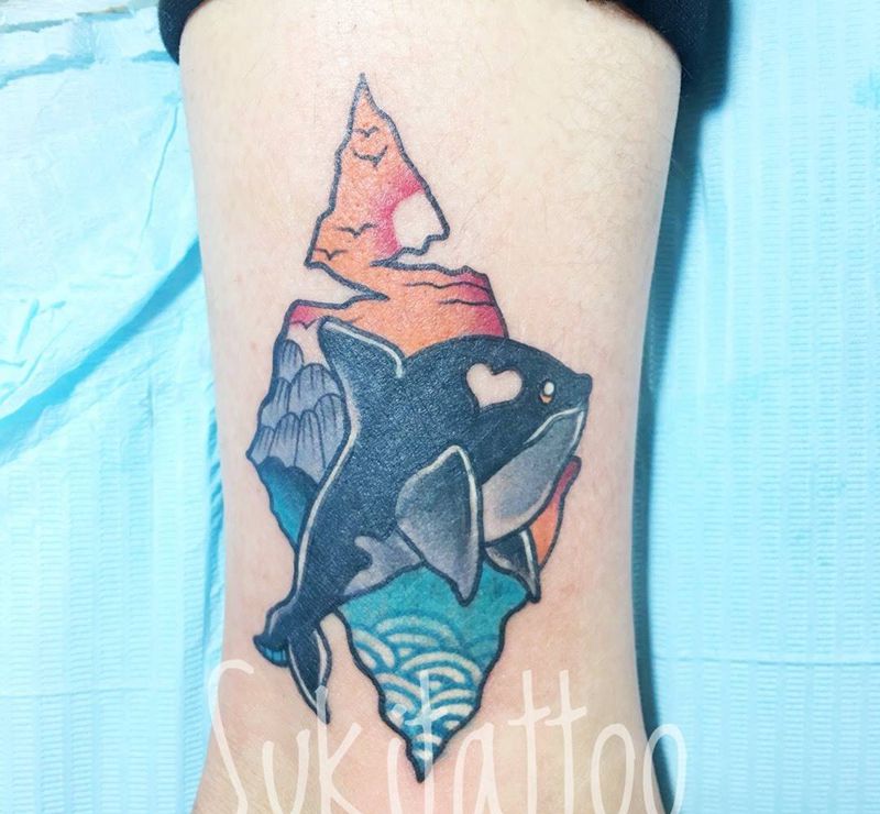 遮盖旧纹身纹身图片_欧美腿部成品动物纹身图案