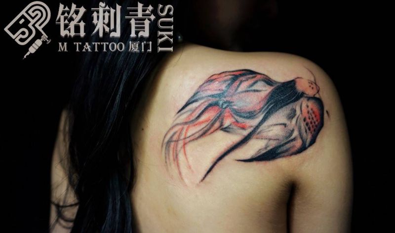 客带图 水墨日式仕女纹身图片