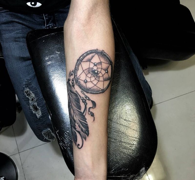 捕梦网纹身图片