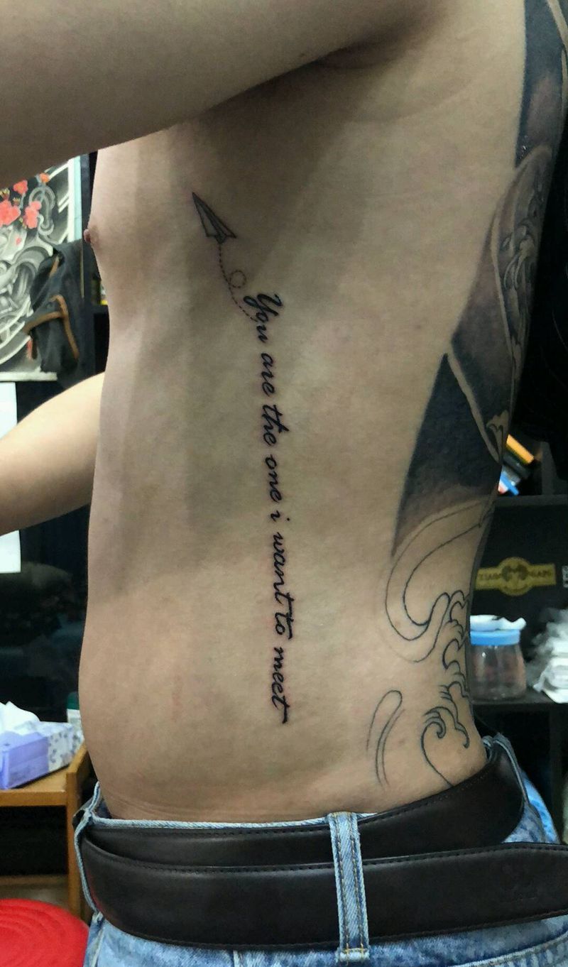 情侣纹身纹身图片_腰部花体字情侣纹身图案