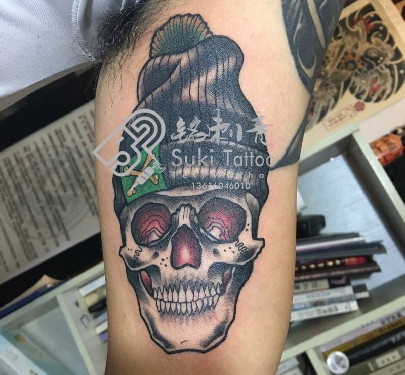 骷髅纹身图片_成品手臂欧美纹身图案