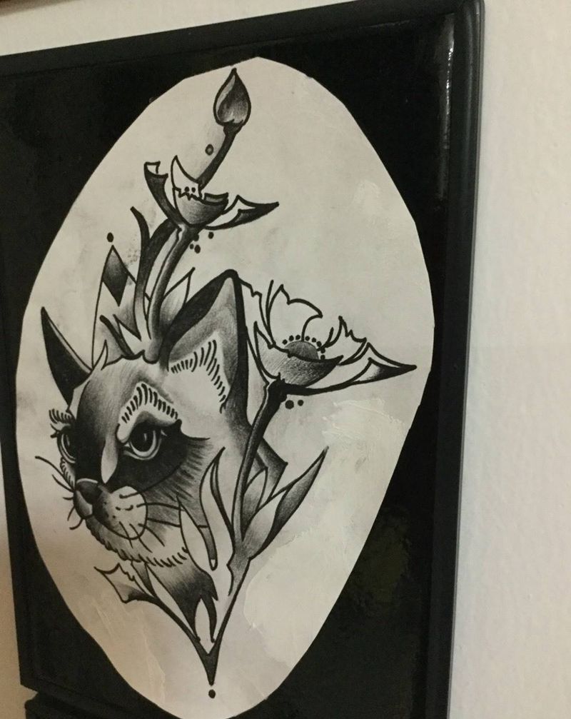 猫纹身图片_手稿纹身图案