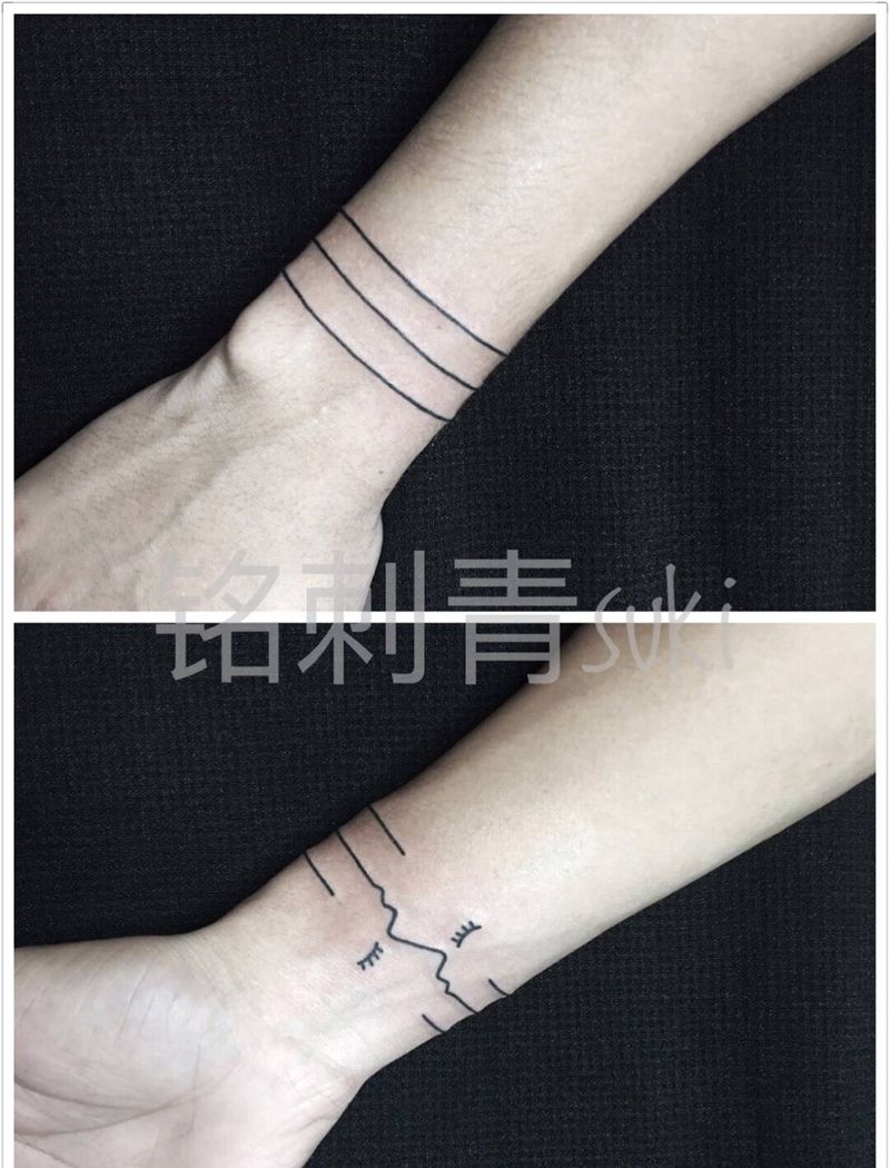 直线纹身图片