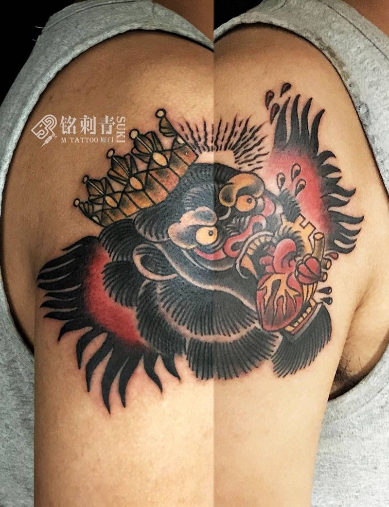 嘴炮哥的大猩猩纹身图片