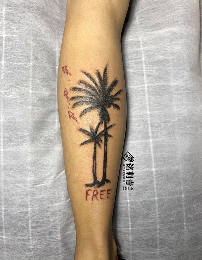 客订椰子树纹身图片