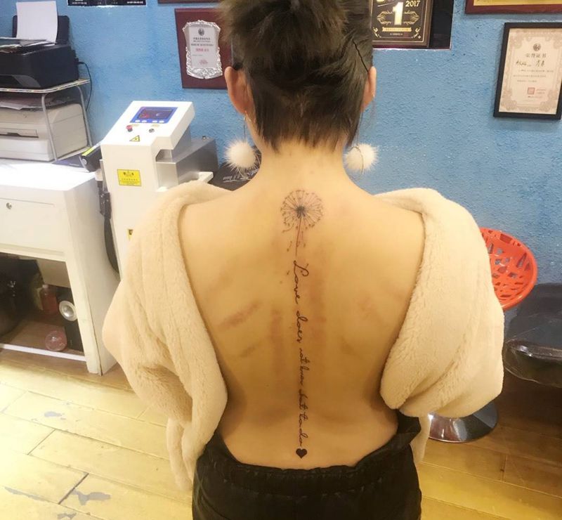 脊椎 英文。蒲公英纹身图片