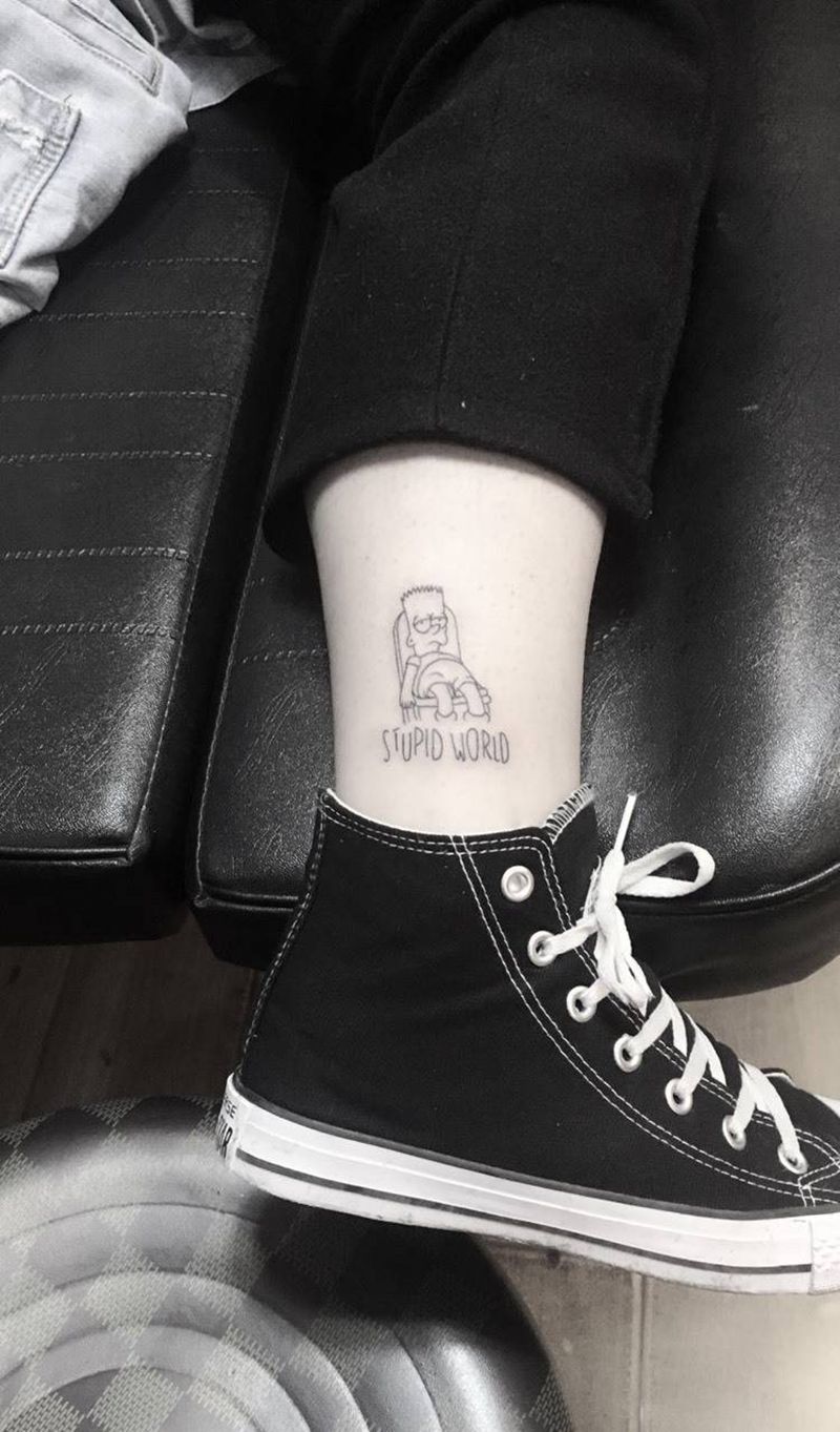 脚踝 辛普森一家儿子纹身图片