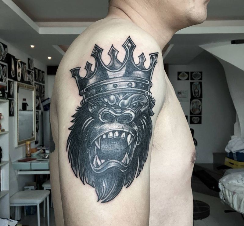 原创大猩猩纹身图片_成品手臂欧美原创纹身图案