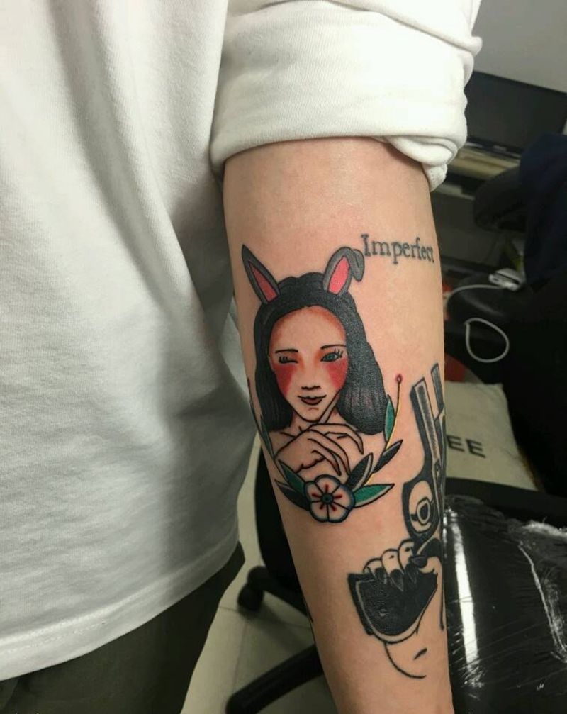 school女郎纹身图片_手臂Old School纹身图案