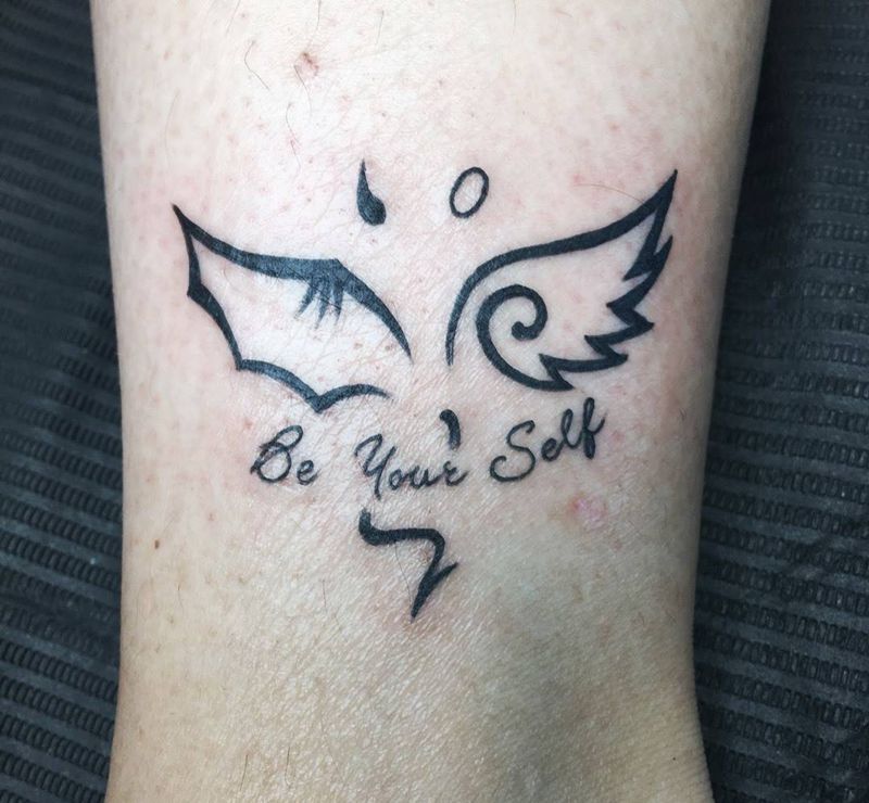 恶魔天使迷你版纹身图片