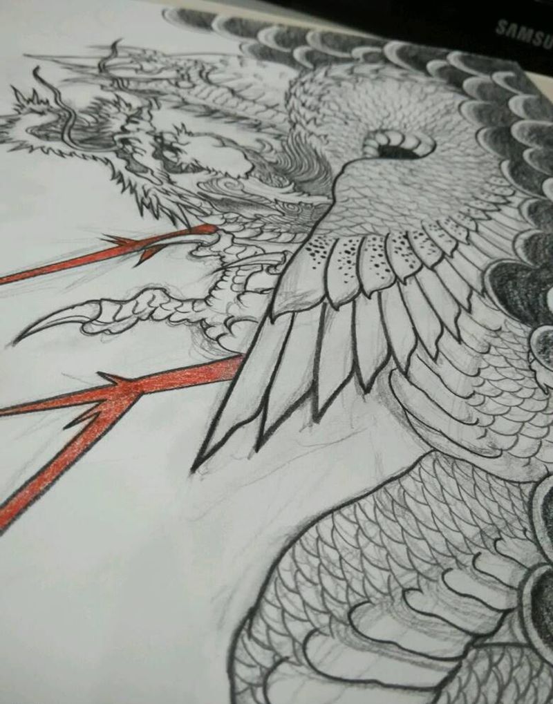 传统龙2纹身图片_传统鬼神图腾宗教原创手稿纹身图案