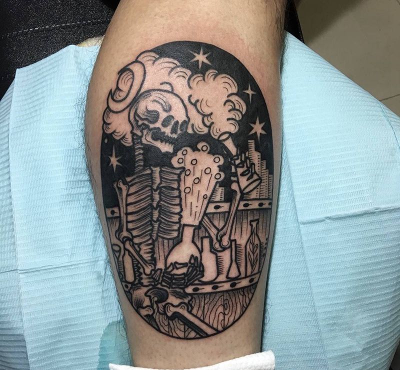 原创奇卡诺暗黑骷髅纹身图片