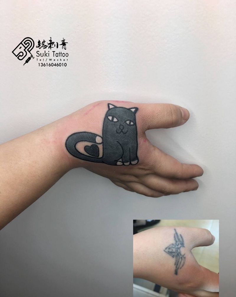 遮盖 猫咪纹身图片
